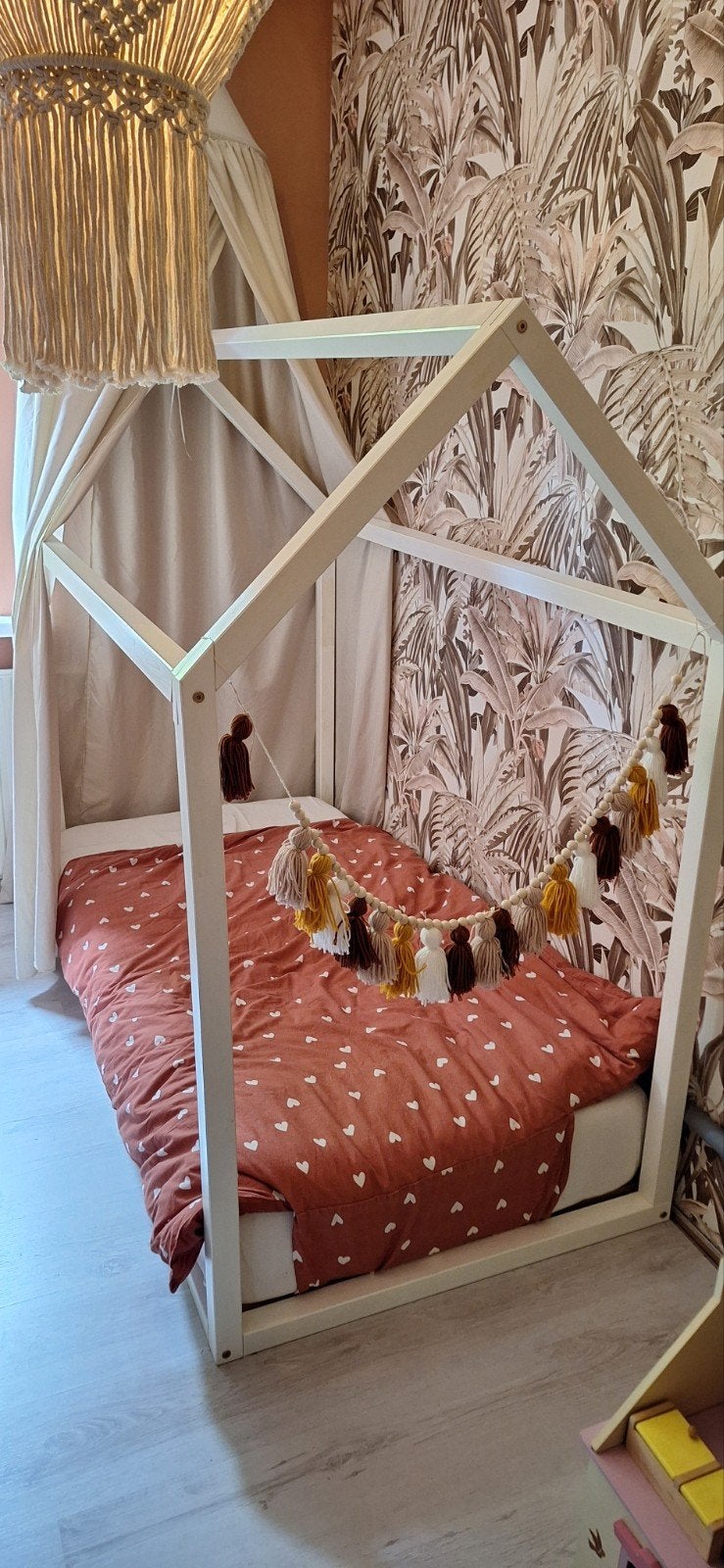Huisjes bed, vloerbed, montessori, Ophalen, Gebruikt, 70 tot 85 cm, Matras