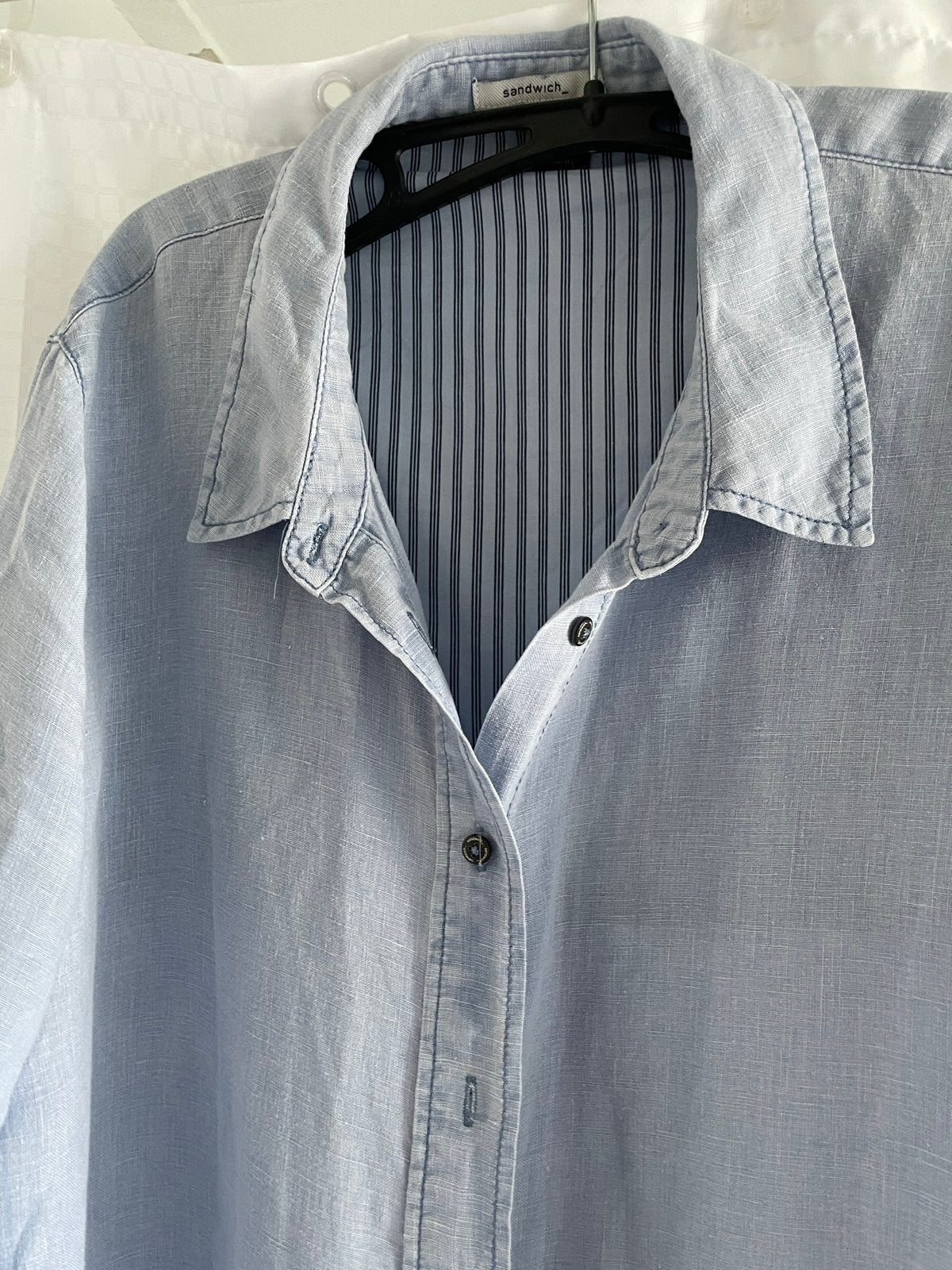 Sandwich Linnen Blouse Maat 44 - Lichtblauw, Ophalen of Verzenden, Zo goed als nieuw, Maat 42/44 (L), Blauw