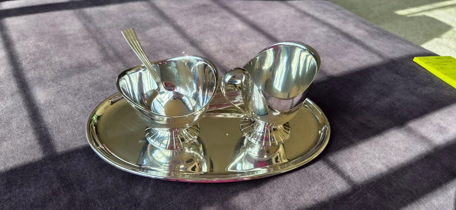 Vintage verzilverd DE roomstel + 8 lepeltjes H. Hooijkaas, Antiek en Kunst, Ophalen of Verzenden