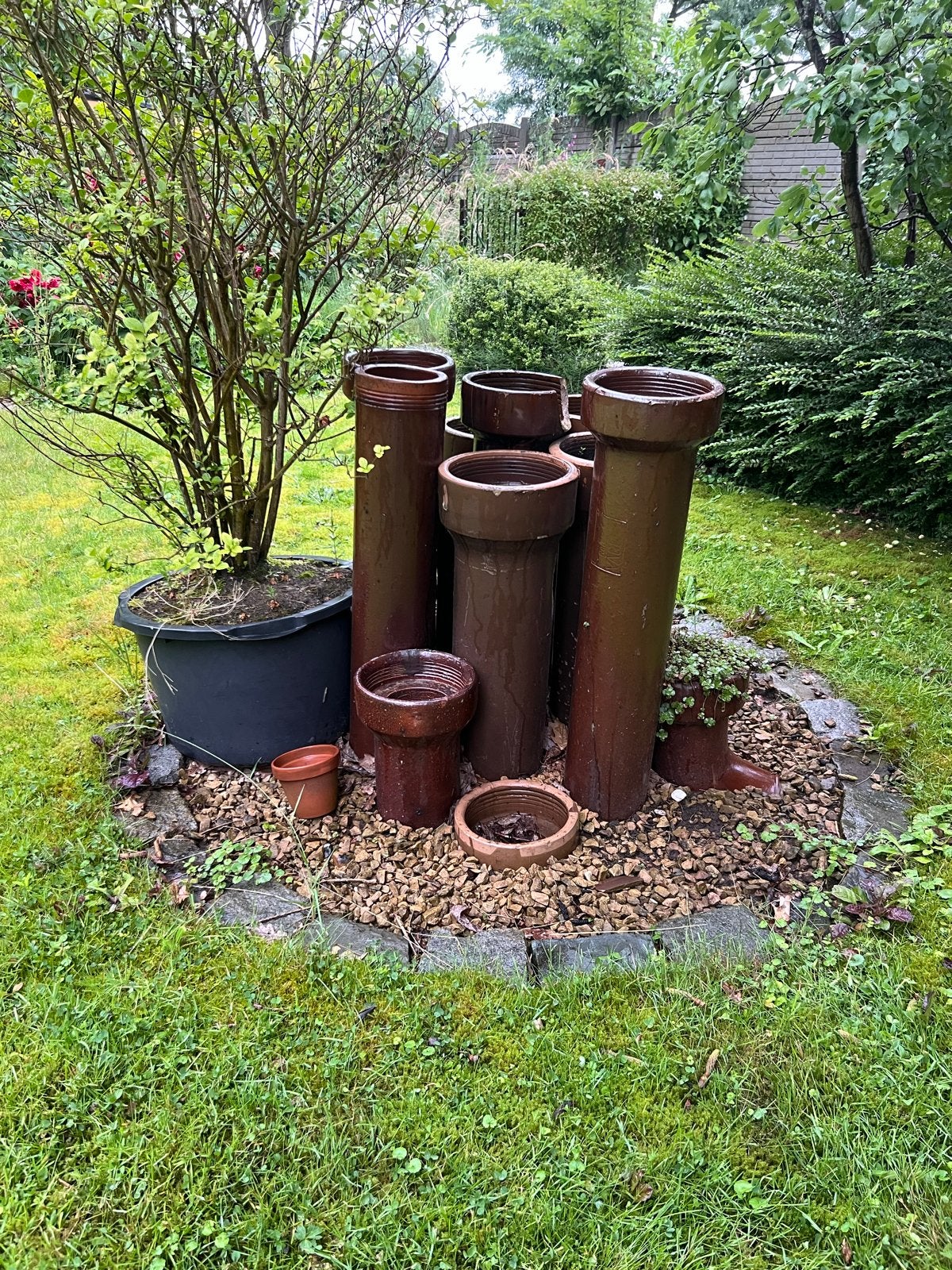 Decoratieve aardewerken buizen voor tuin of decoratie, Ophalen, Gebruikt