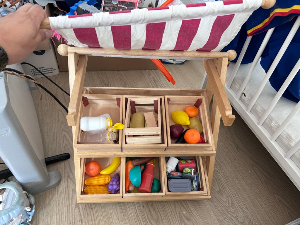 Houten speelgoedkraam met accessoires, Ophalen, Gebruikt, Jongen of Meisje