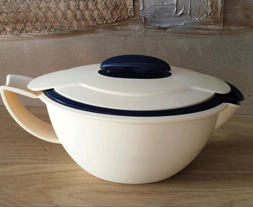 TUPPERWARE SAUSKOM*JUS KOM*ECRU/BLAUW, Verzenden, Gebruikt, Blauw, Overige typen