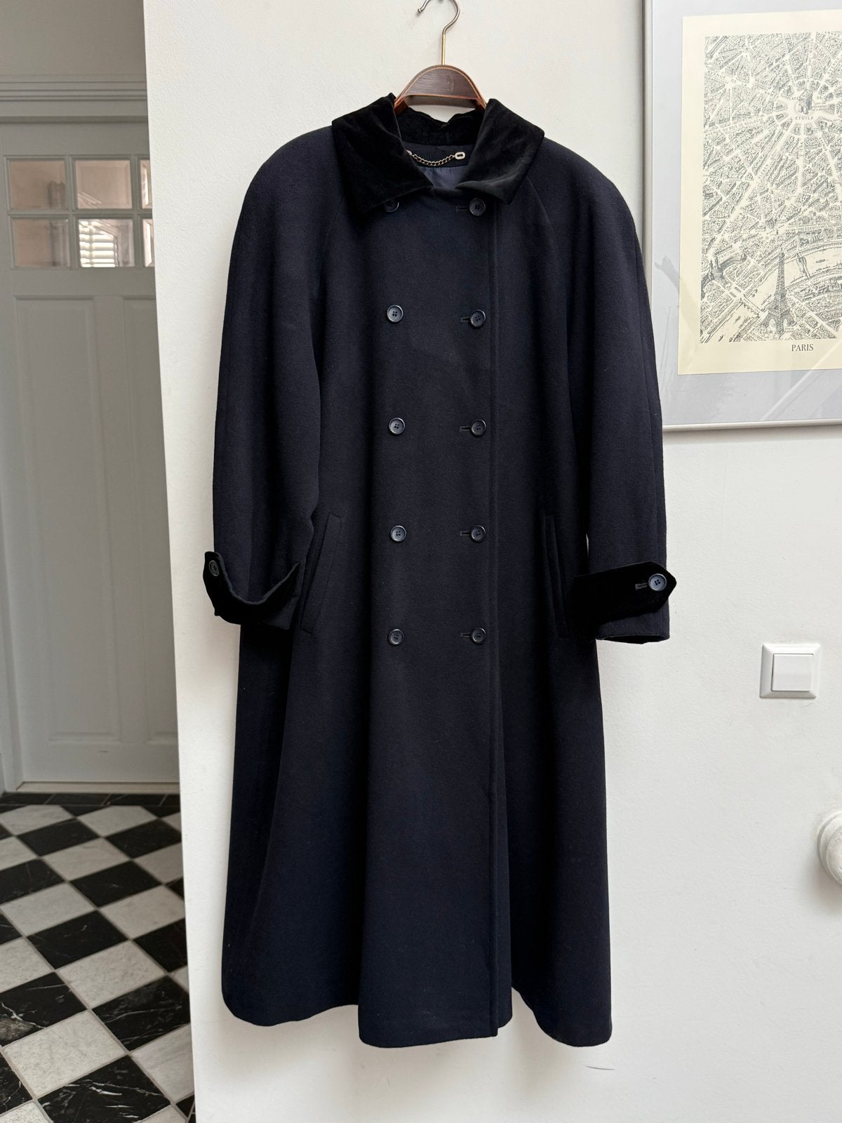 Vintage Master-Coat Wol Kasjmier Double Breasted Mantel, Ophalen of Verzenden, Zo goed als nieuw, Maat 36 (S), Blauw