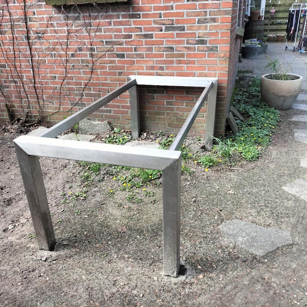 Rvs tafel onderstel, Huis en Inrichting, Tafels | Eettafels, Ophalen, Gebruikt, 200 cm of meer, 50 tot 100 cm