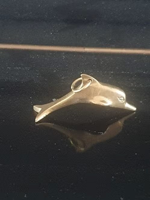 Hanger messing dolfijn, Sieraden, Tassen en Uiterlijk, Bedels, Overige materialen, Zo goed als nieuw, 4 bedels of meer, Ophalen