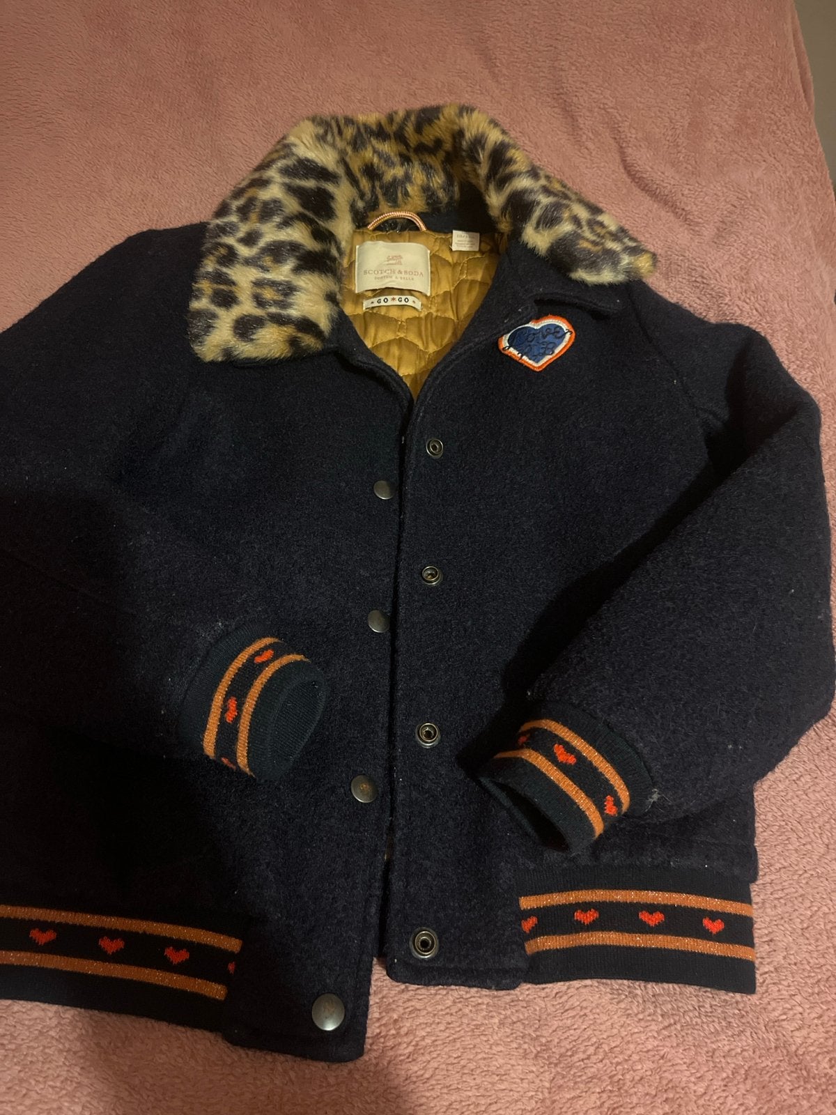 Scotch & Soda meisjes jas met luipaardkraag - Maat 10/140, Ophalen of Verzenden, Zo goed als nieuw, Meisje