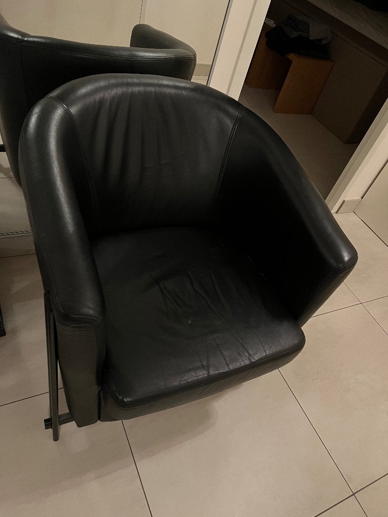 Leer stoel, Huis en Inrichting, Fauteuils, Ophalen, Zo goed als nieuw, 75 tot 100 cm, Leer