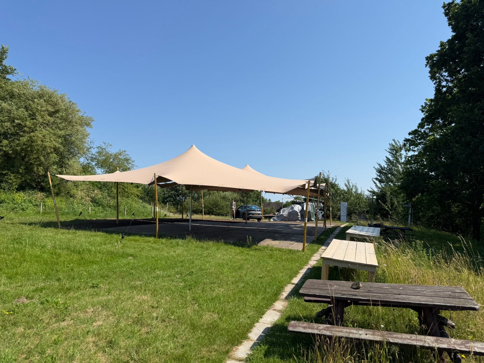 Te huur nieuwe Stretchtenten Goedkoop Partytent feesttent, Ophalen of Verzenden, Zo goed als nieuw, 8 meter of meer, 6 meter of meer