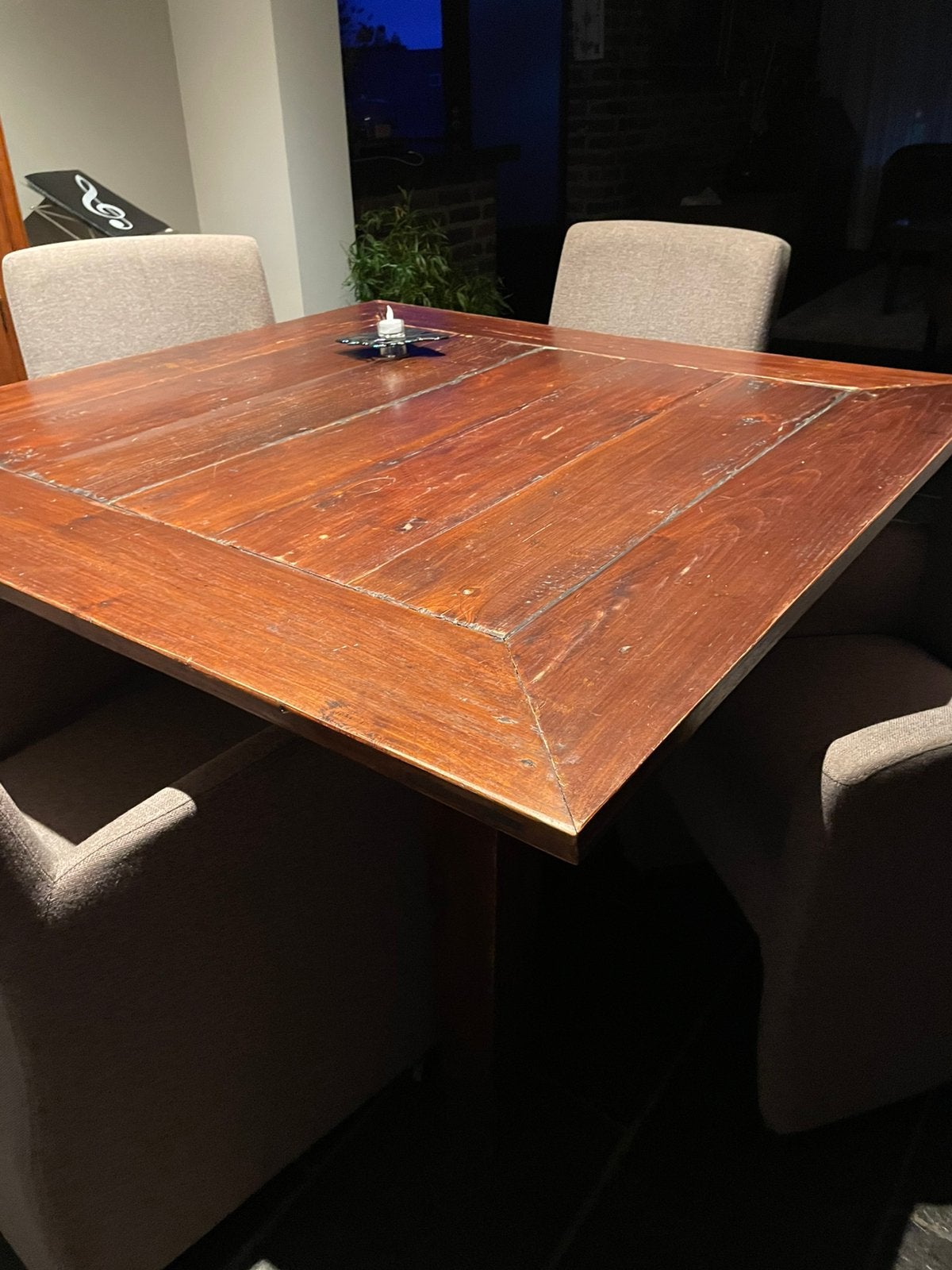 Eetkamertafel 130/130 gekocht  bij de Graef Belgie, Ophalen, Gebruikt, 100 tot 150 cm, Vierkant