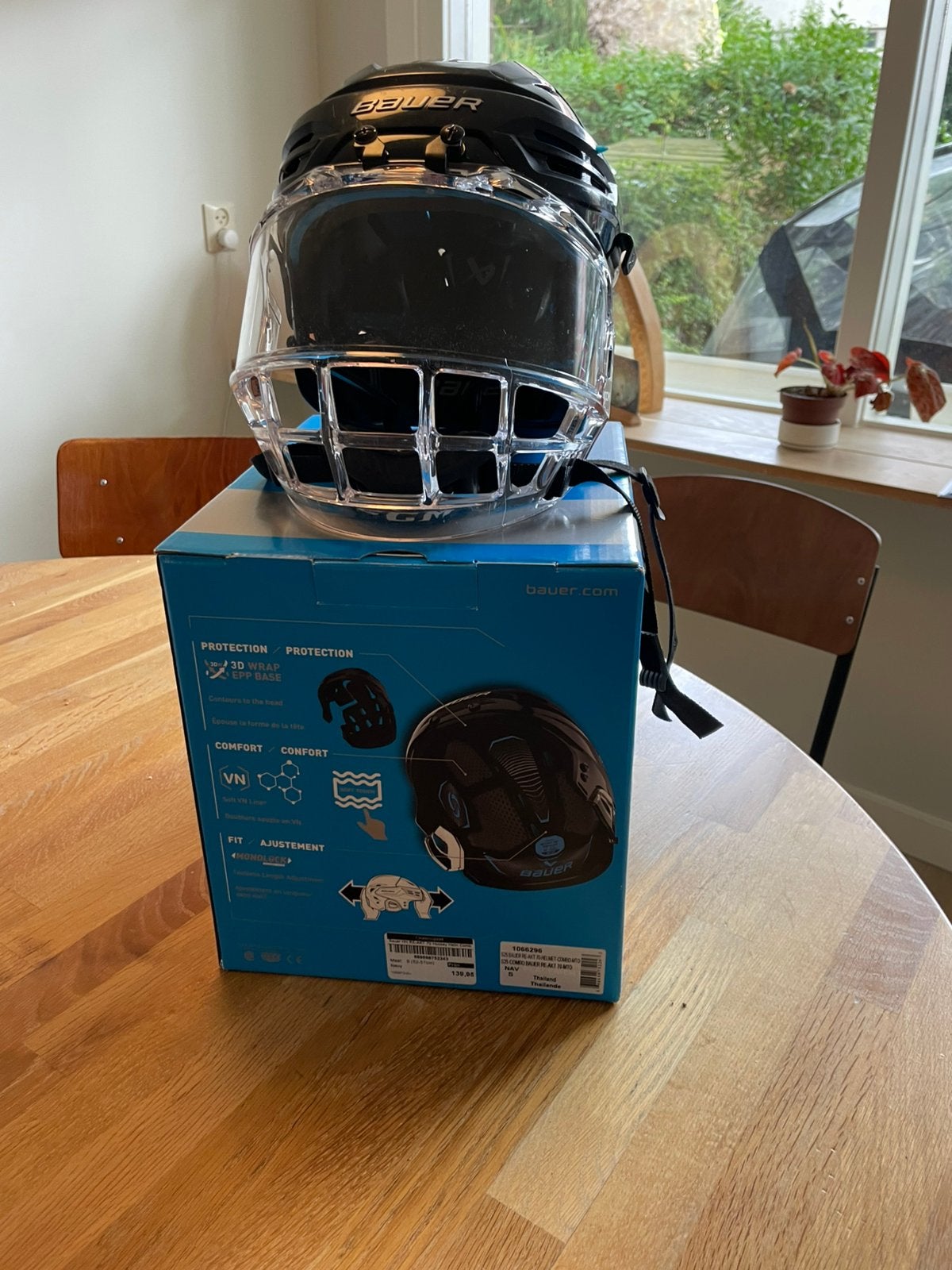 Bauer reakt 55 ijshockey helm met fish bowl shield maat m, Ophalen of Verzenden, Zo goed als nieuw, Bescherming