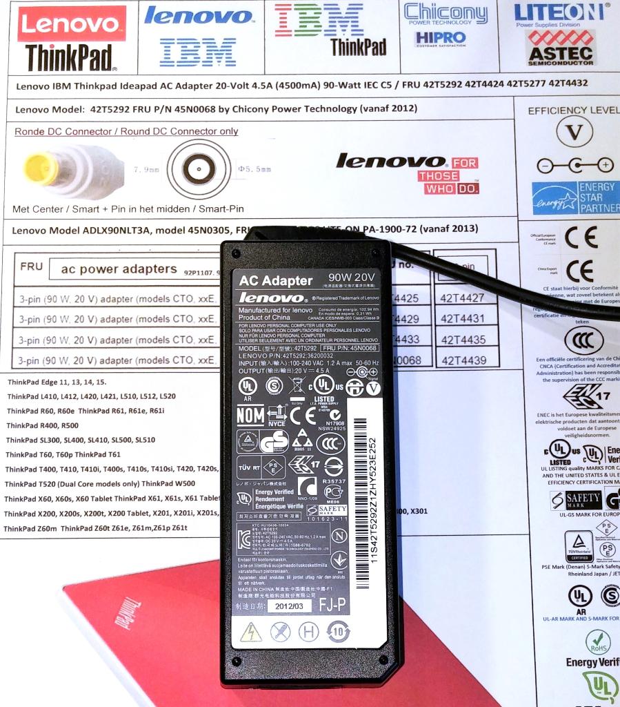 Lenovo ADLX90NLT3A 20V 4.5A 90W 65W Thinkpad Adapter 45N0305, Ophalen of Verzenden, Zo goed als nieuw, Lenovo