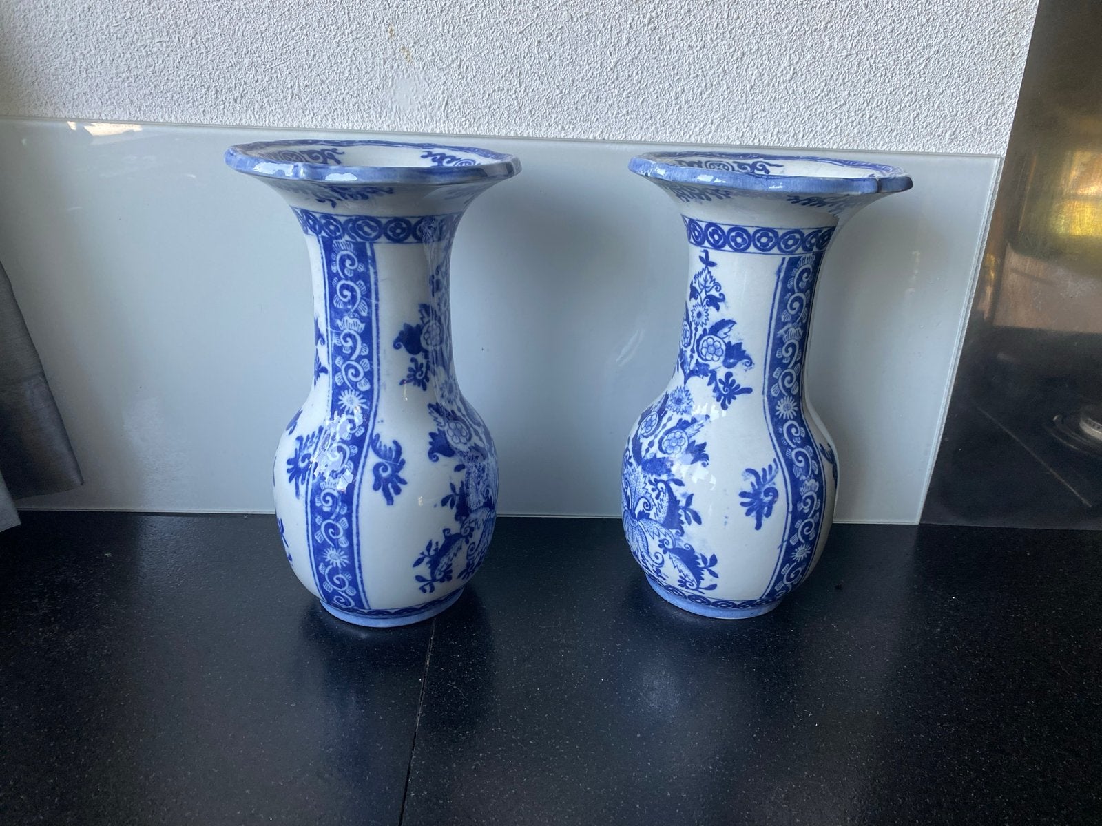 Set van 2 Delfts Blauw vazen, handbeschilderd, Ophalen of Verzenden
