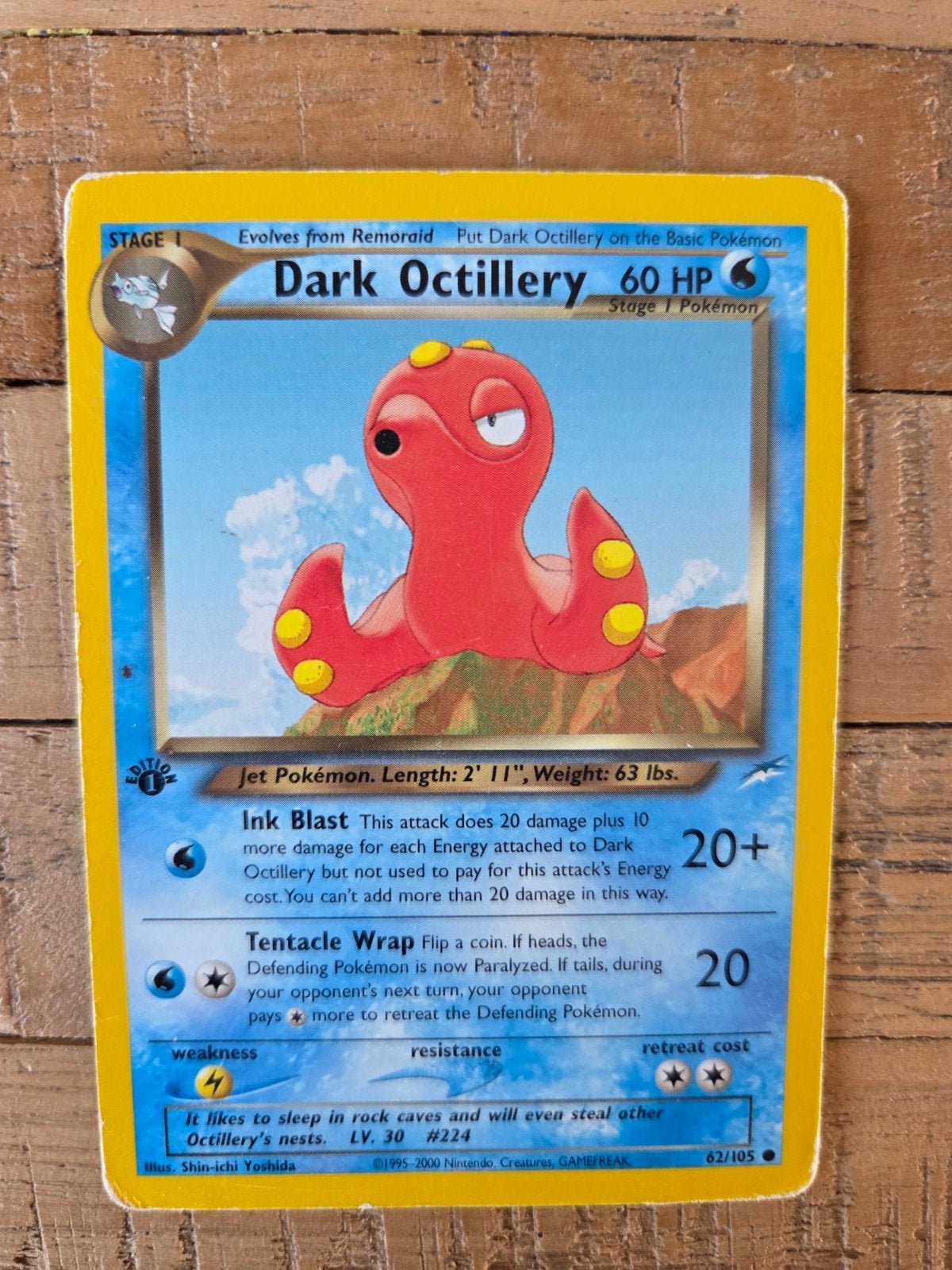 Pokémon FIRST EDITION Dark Octillery (62/105) Neo Destiny, Hobby en Vrije tijd, Ophalen, Gebruikt, Losse kaart