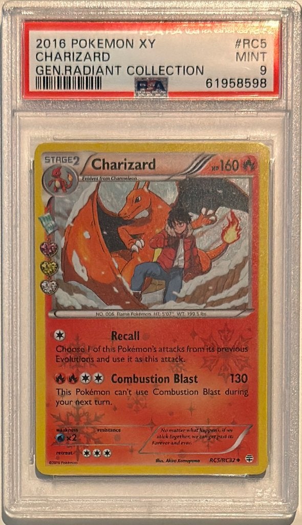Charizard RC5/RC32 - PSA 9 - Generations Radiant Collection, Ophalen of Verzenden, Zo goed als nieuw, Losse kaart
