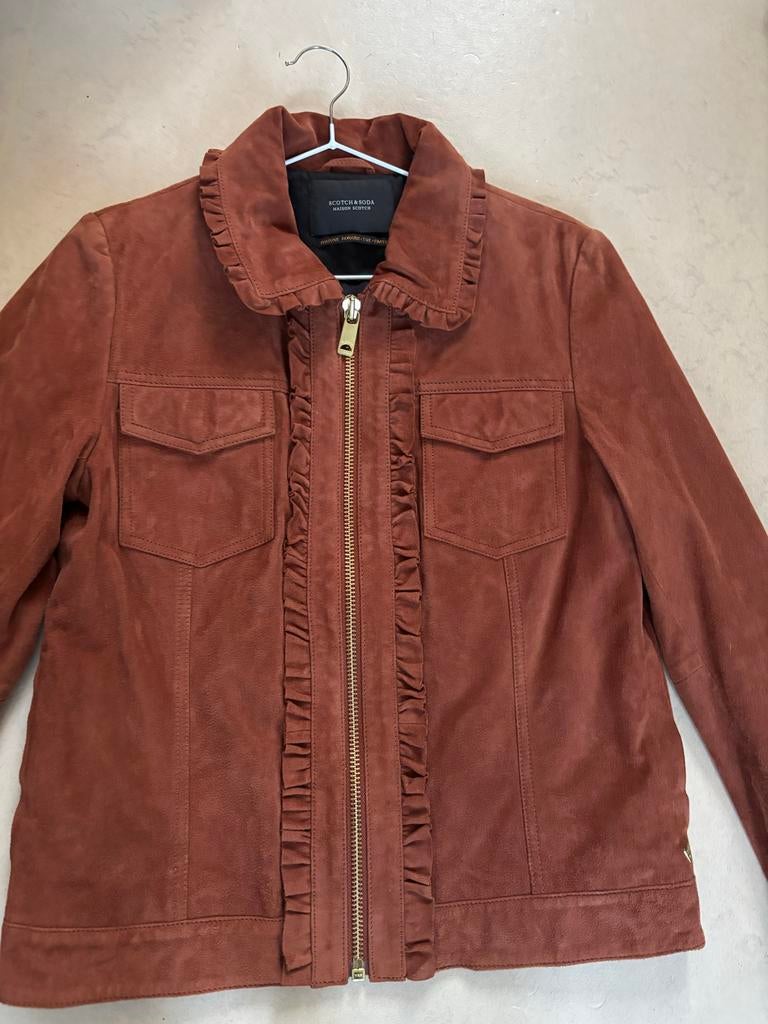 Vintage Suède jasje van Scotch & Soda met ruches, Ophalen of Verzenden, Zo goed als nieuw, Maat 38/40 (M), Bruin