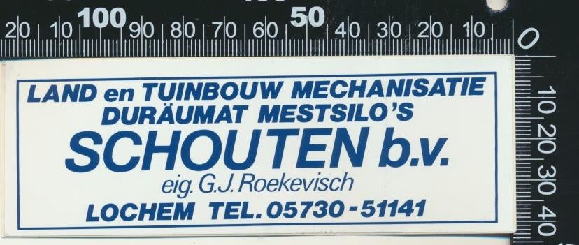 Sticker: Schouten Land en Tuinbouw Mechanisatie - Lochem, Ophalen of Verzenden, Zo goed als nieuw, Bedrijf of Vereniging