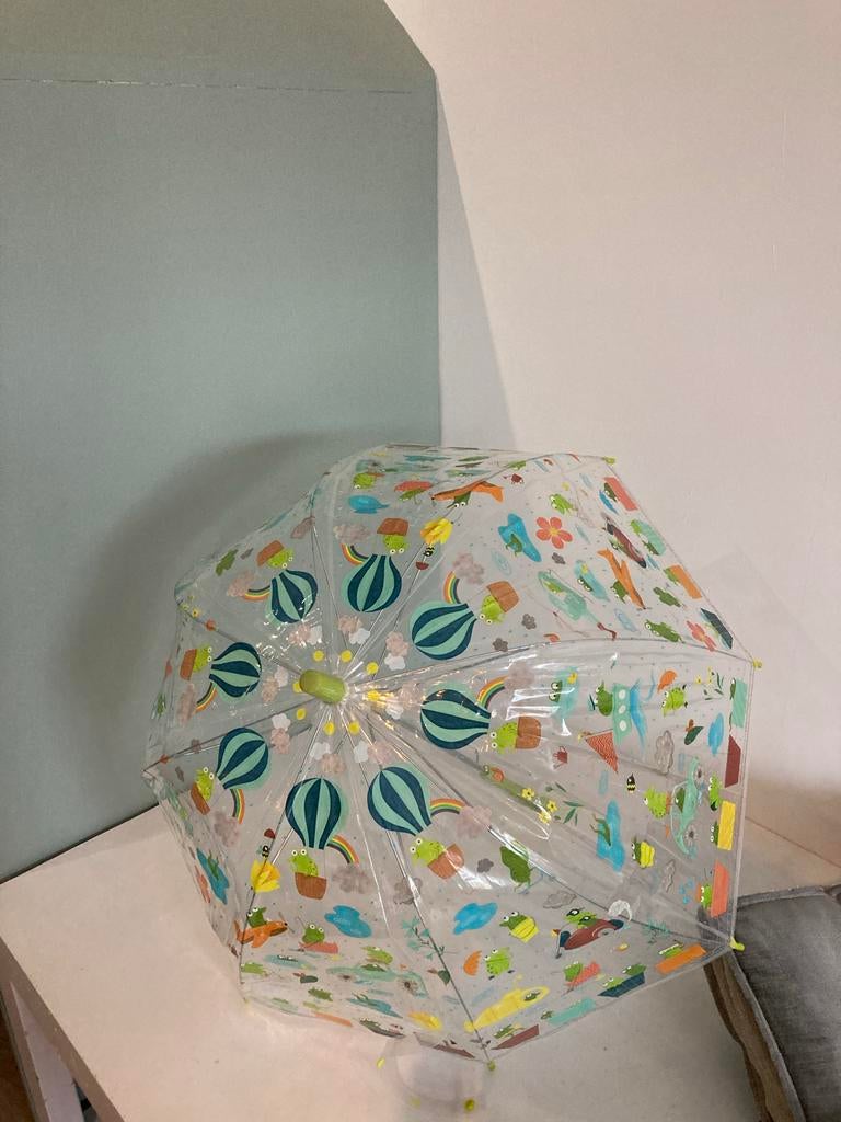 Transparante kinderparaplu met leuke print, Sieraden, Tassen en Uiterlijk, Paraplu's, Ophalen of Verzenden, Transparant, Gebruikt