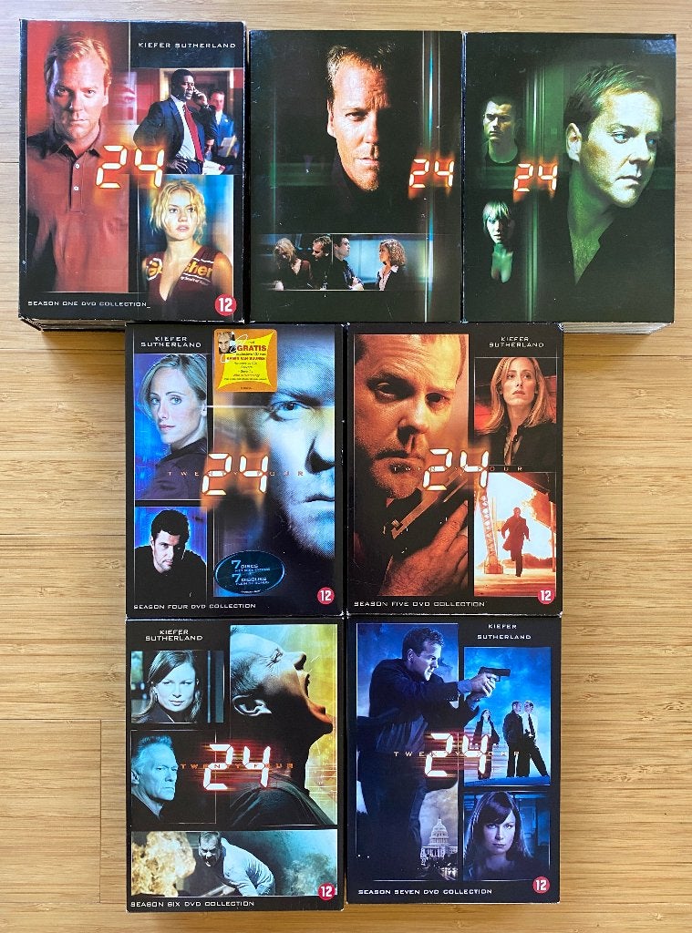 '24' - season 1 t/m 7 box sets met NL subs. Samen €25 of los, Cd's en Dvd's, Dvd's | Tv en Series, Gebruikt, Thriller, Seizoen 1