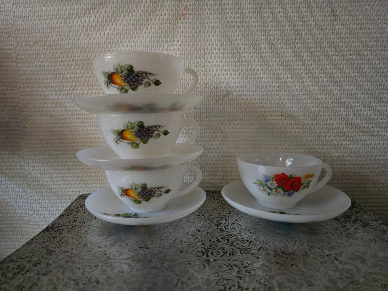 Arcopa Vintage France soep kopjes met schotels (6 stuks), Ophalen of Verzenden