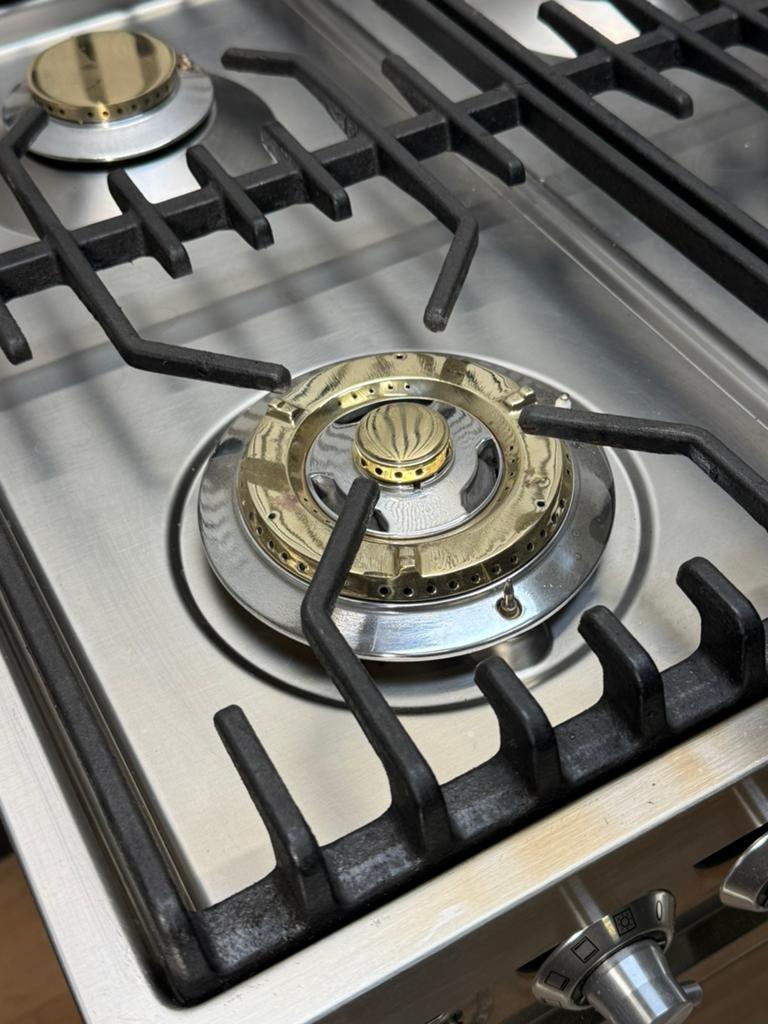 Luxe Boretti Fornuis 6 pits RVS met dubbele oven 90 cm, Fornello Esperta, Ophalen of Verzenden, Zo goed als nieuw, Energieklasse A of zuiniger