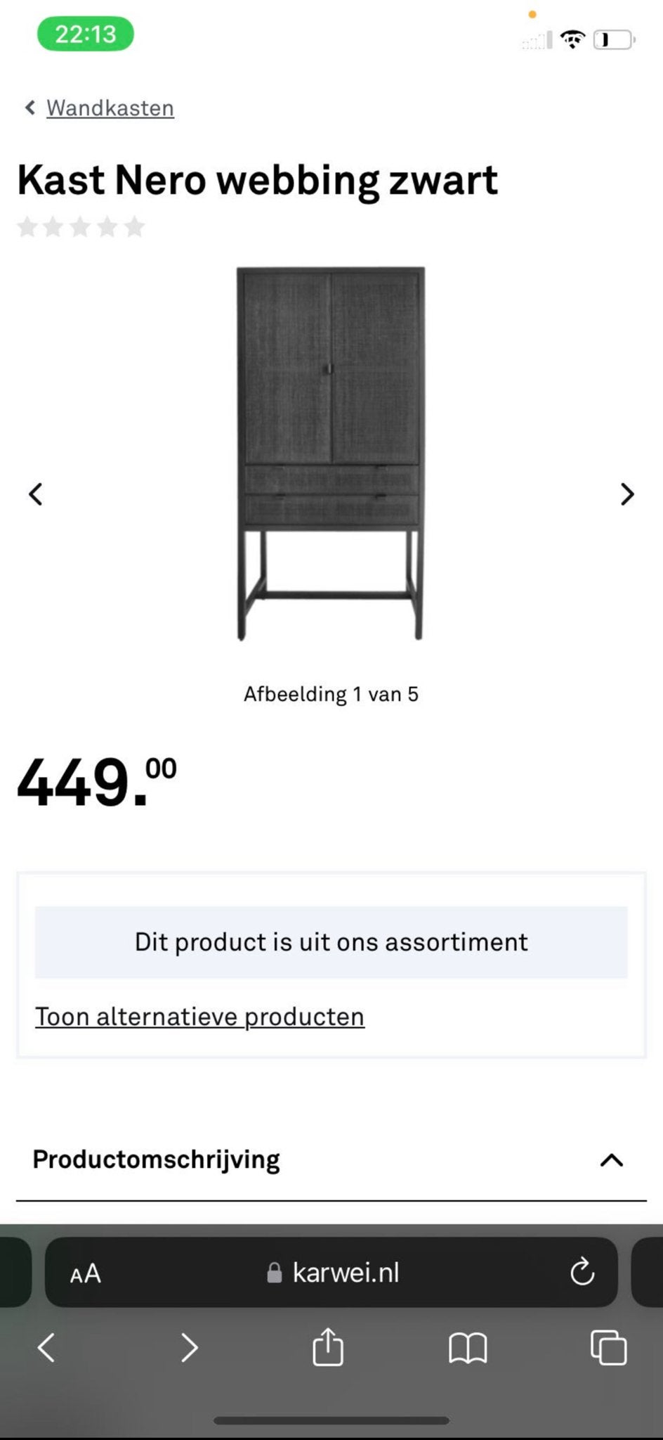 Kast Nero webbing zwart, Ophalen, Zo goed als nieuw