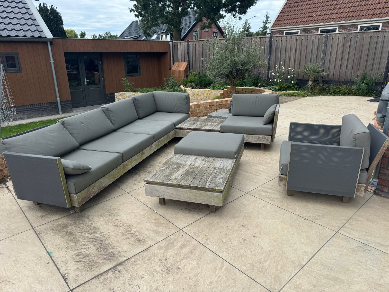 Apple Bee tuinset met all weather kussens, Ophalen, Gebruikt, Meer dan 8 zitplaatsen, Loungeset