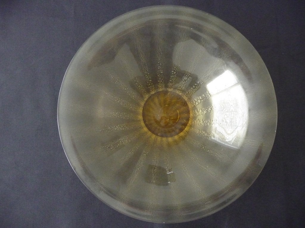 schaal amber glas A.COPIER, gemerkt CL, Glasfabriek Leerdam, Antiek en Kunst, Antiek | Glas en Kristal, Ophalen of Verzenden