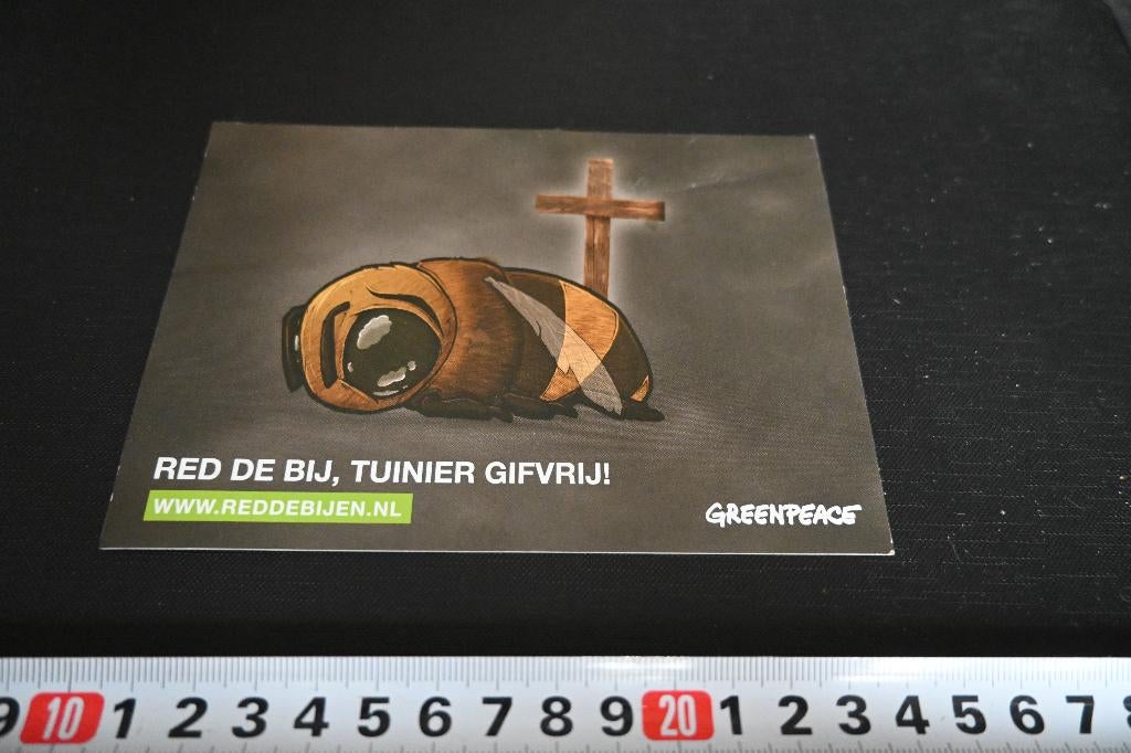 sticker GREENPEACE Red de bij, tuinier gifvrij  PMZ017, Verzamelen, Ophalen, Zo goed als nieuw