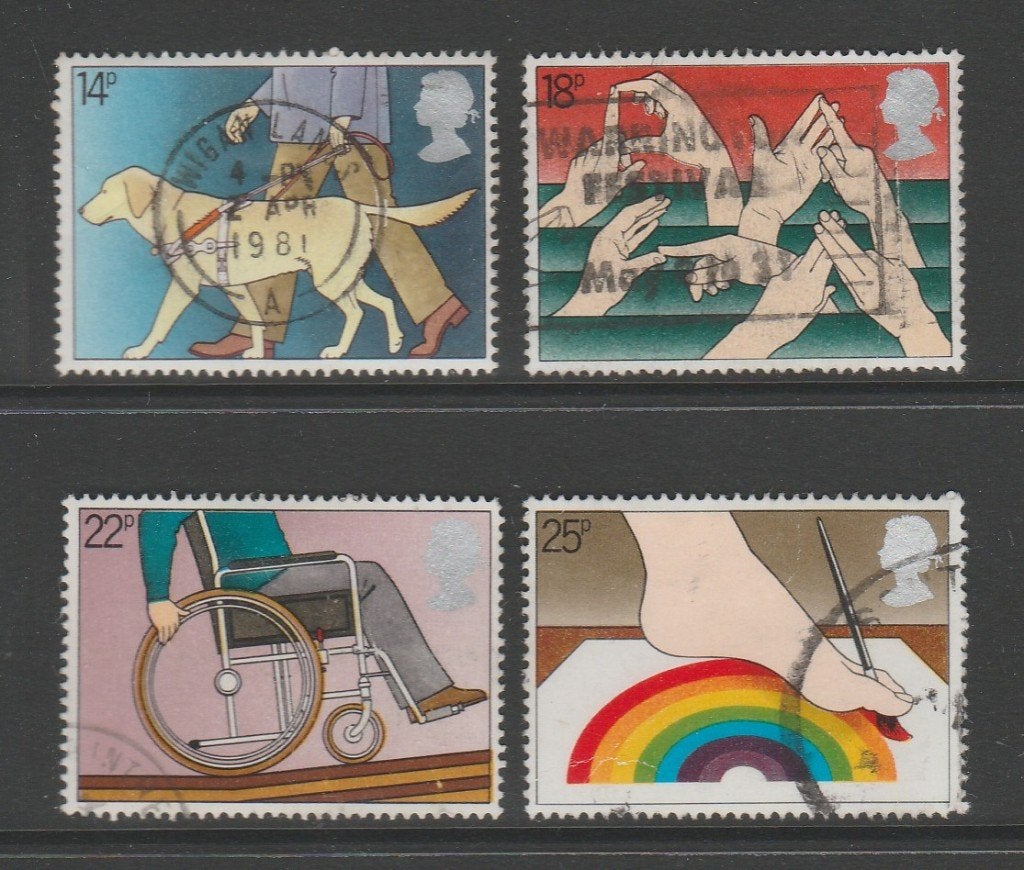 GB - Michelnr 871-874 - internationaal jaar vd gehandicapten, Verzenden, Gestempeld