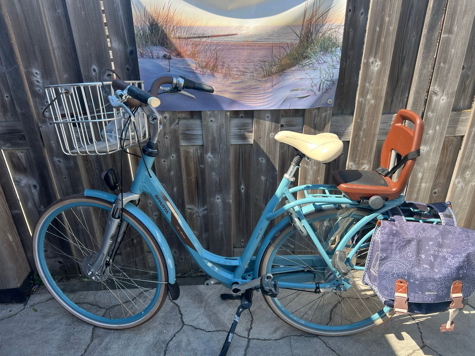 Sparta Mammafiets met kinderzitje - Goede staat, Ophalen, Sparta, Dubbele standaard, 53 tot 56 cm