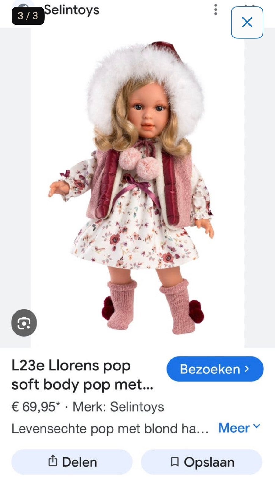 Zgan Llorens pop met haren, Ophalen, Zo goed als nieuw, Meisje