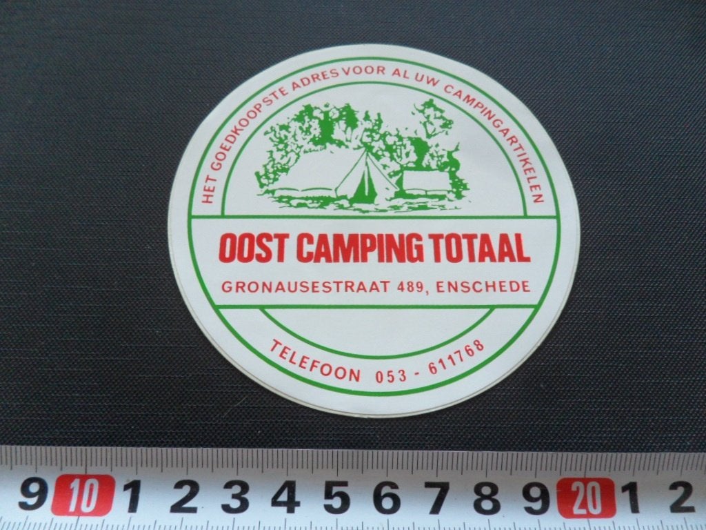 sticker Enschede OOST CAMPING TOTAAL Gronausestraat 489, Ophalen, Zo goed als nieuw