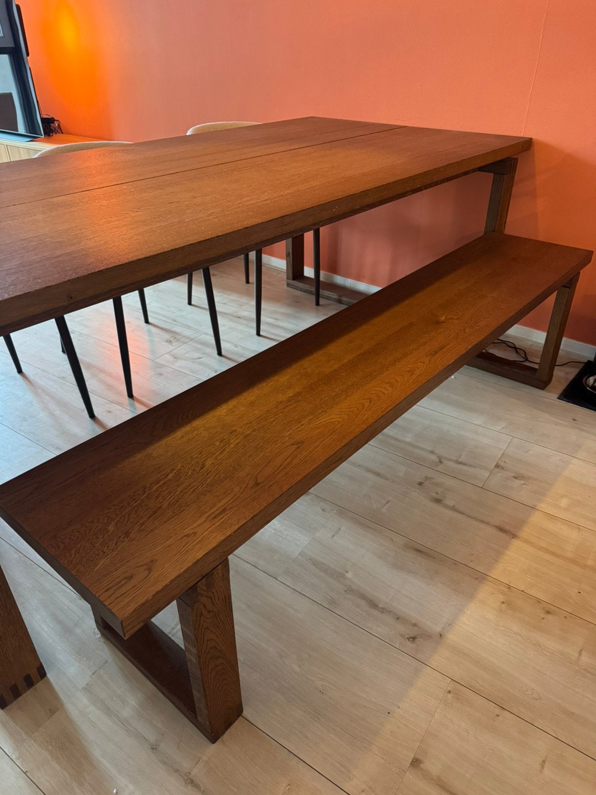 Eetbank MÖRBYLÅNGA eikenfineer, 180cm, Ophalen, Zo goed als nieuw, 150 tot 200 cm, 25 tot 50 cm