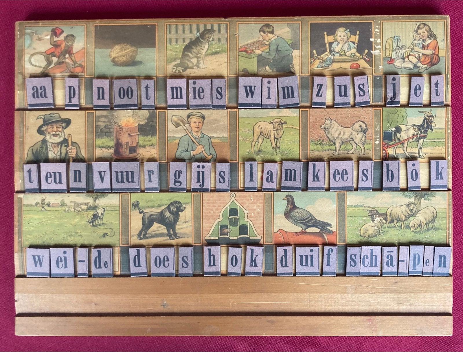 Hoogeveen's Verbeterd Leesplankje met Letterdoosjes, Ophalen of Verzenden, Gebruikt, Taal en Lezen
