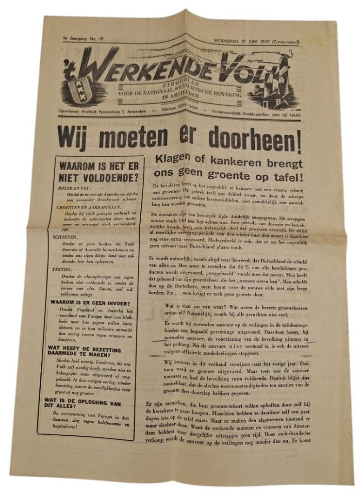 nederlandse ww2 werkend volk krant, Ophalen of Verzenden, Overige soorten, Nederland, Boek of Tijdschrift