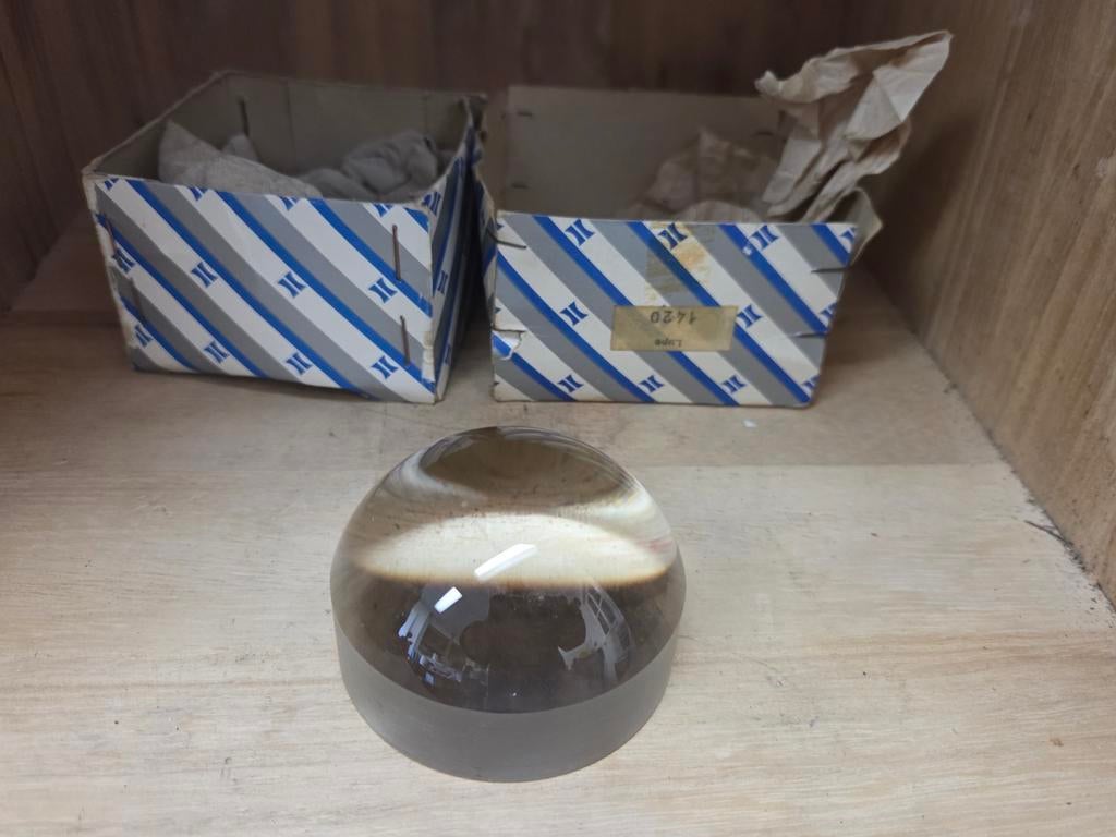 Vintage Glazen Vergrootglas / presse papier- Nieuw in Doos