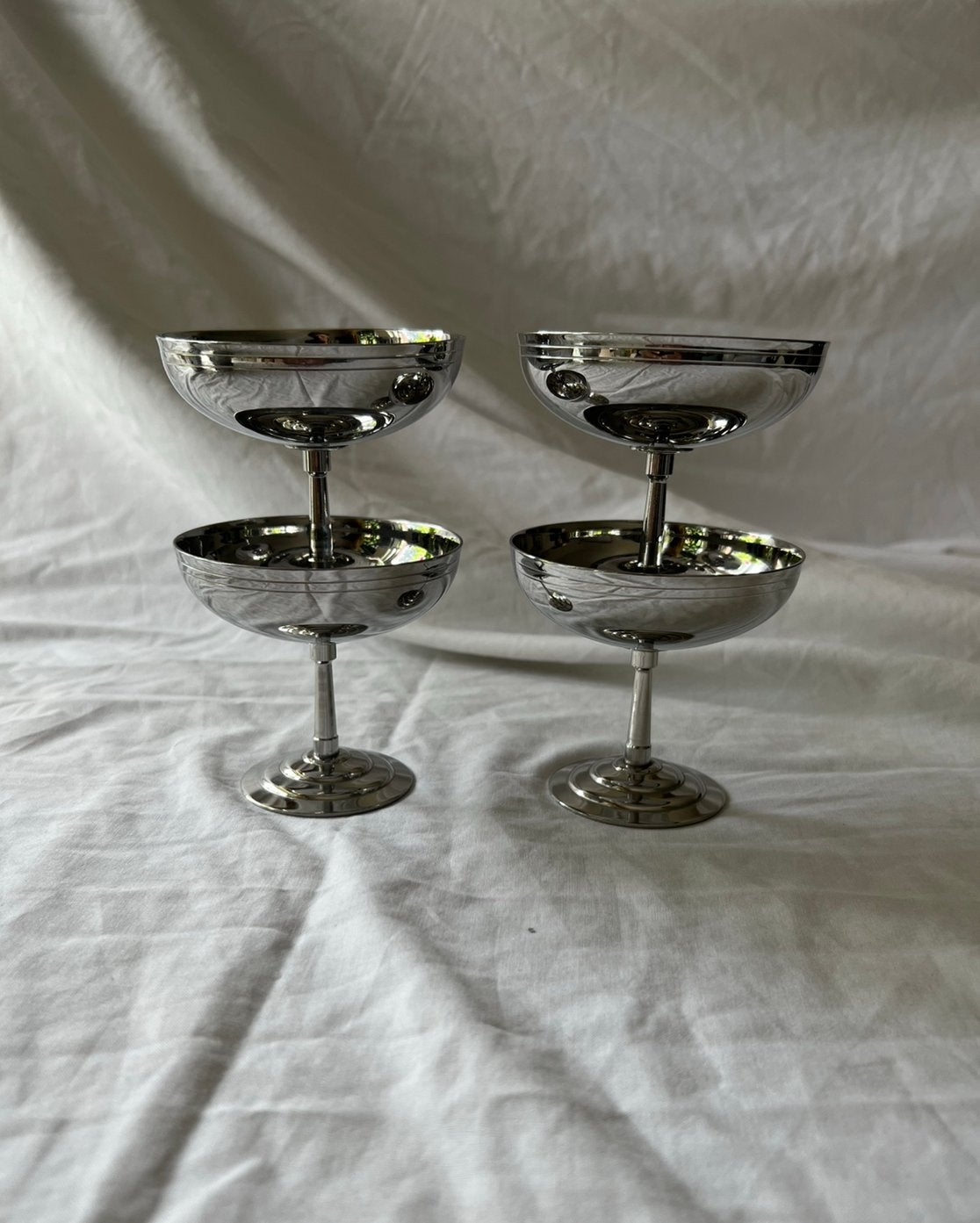 Vintage Franse RVS ijscoupes Letang & Remy | bistrostijl, Ophalen, Metaal, Vintage, Kom(men)