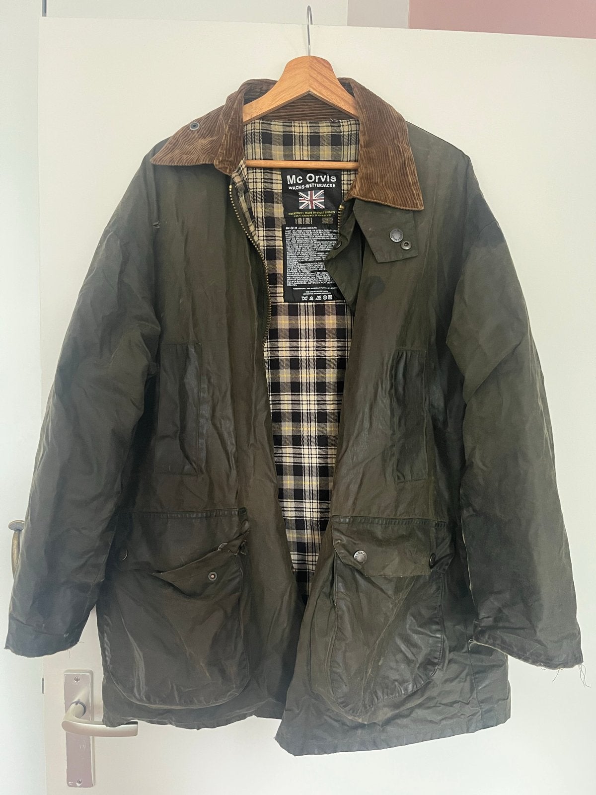 Vintage Mc Orvis Waxjas - Groen - Maat XL, Ophalen of Verzenden, Gedragen, Maat 56/58 (XL), Groen