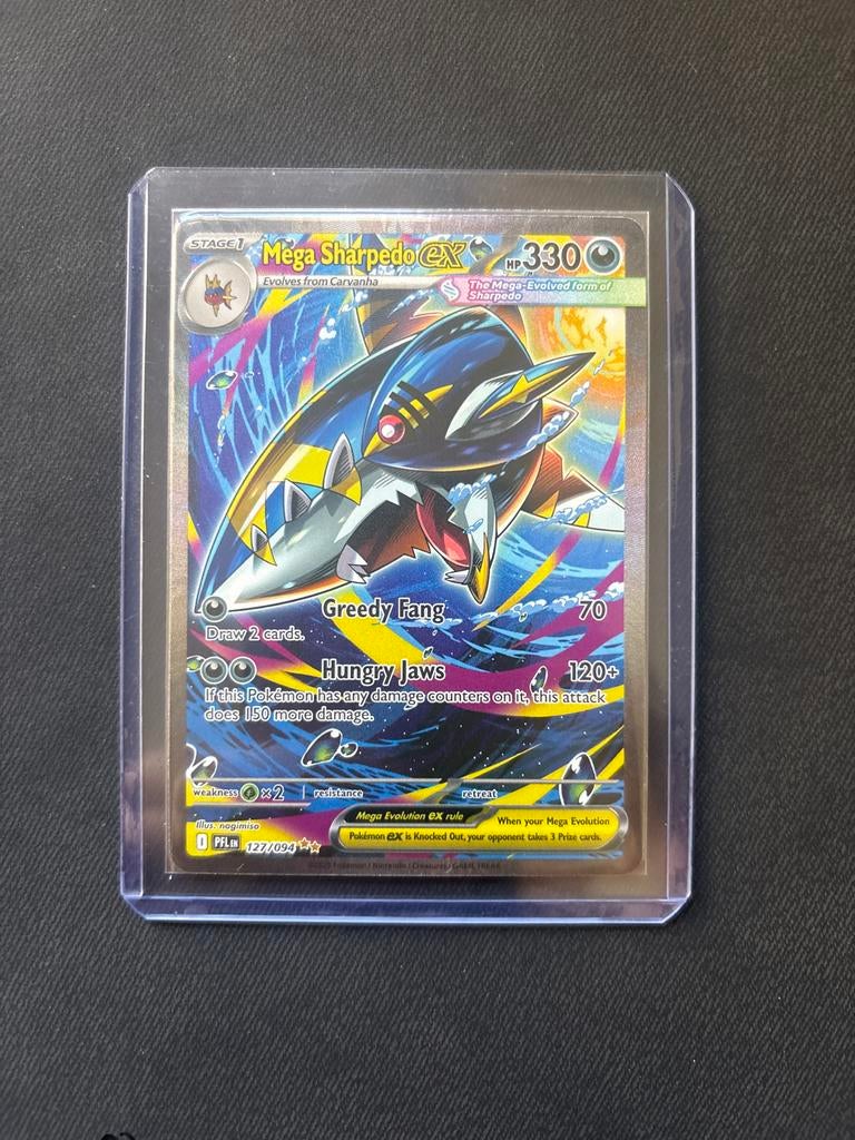 Mega Sharpedo EX PFL 127/094 Pokémon Kaart, Ophalen of Verzenden, Zo goed als nieuw, Losse kaart, Foil
