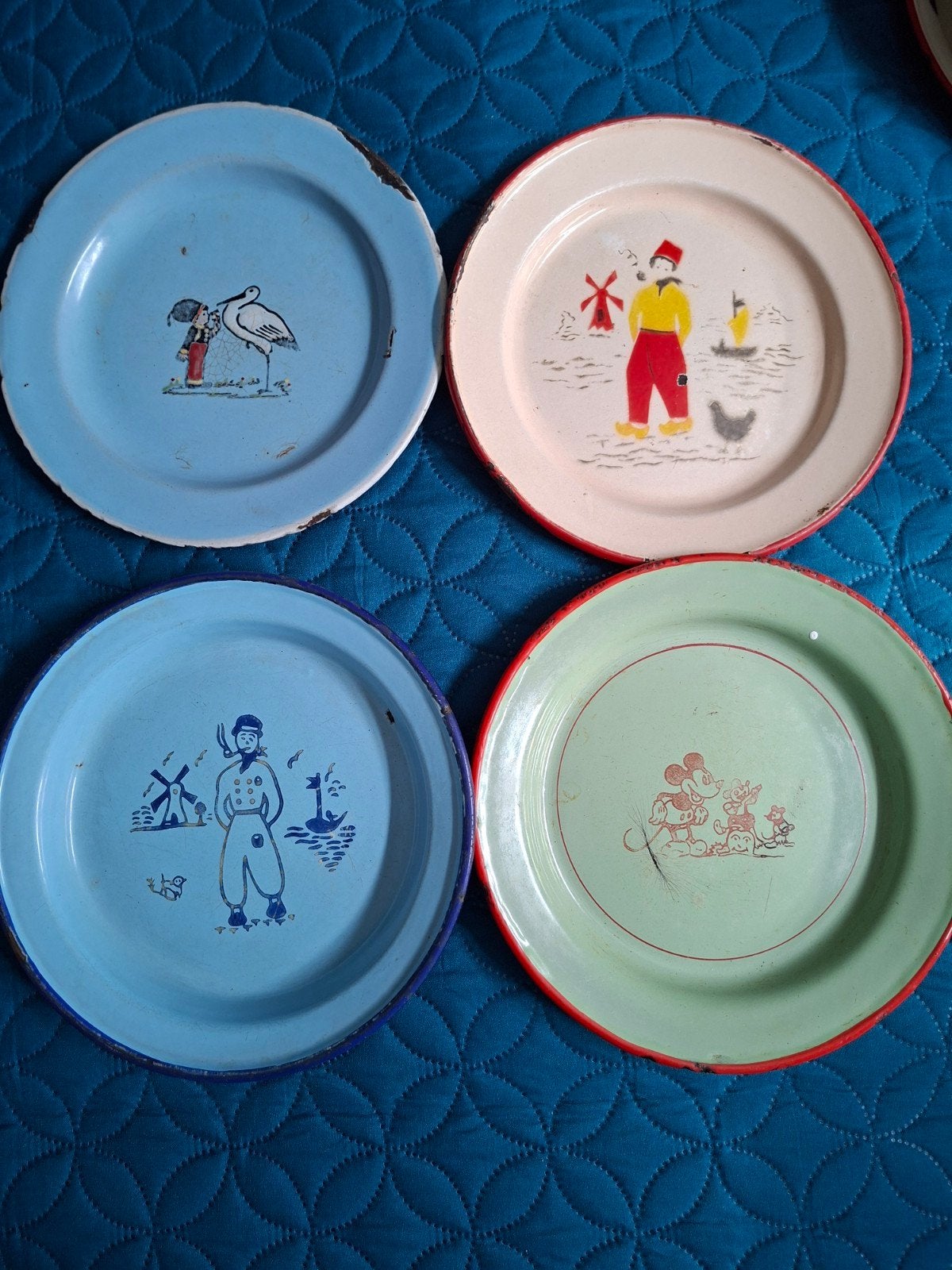 Emaille oude kinderbordjes jaren 50 / 60, Ophalen of Verzenden