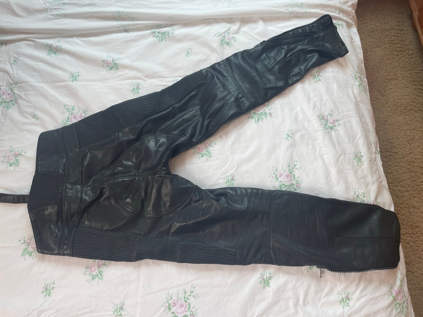 Zwarte leren motorbroek - Maat 48, Ophalen of Verzenden, Tweedehands, Heren, Broek | leer