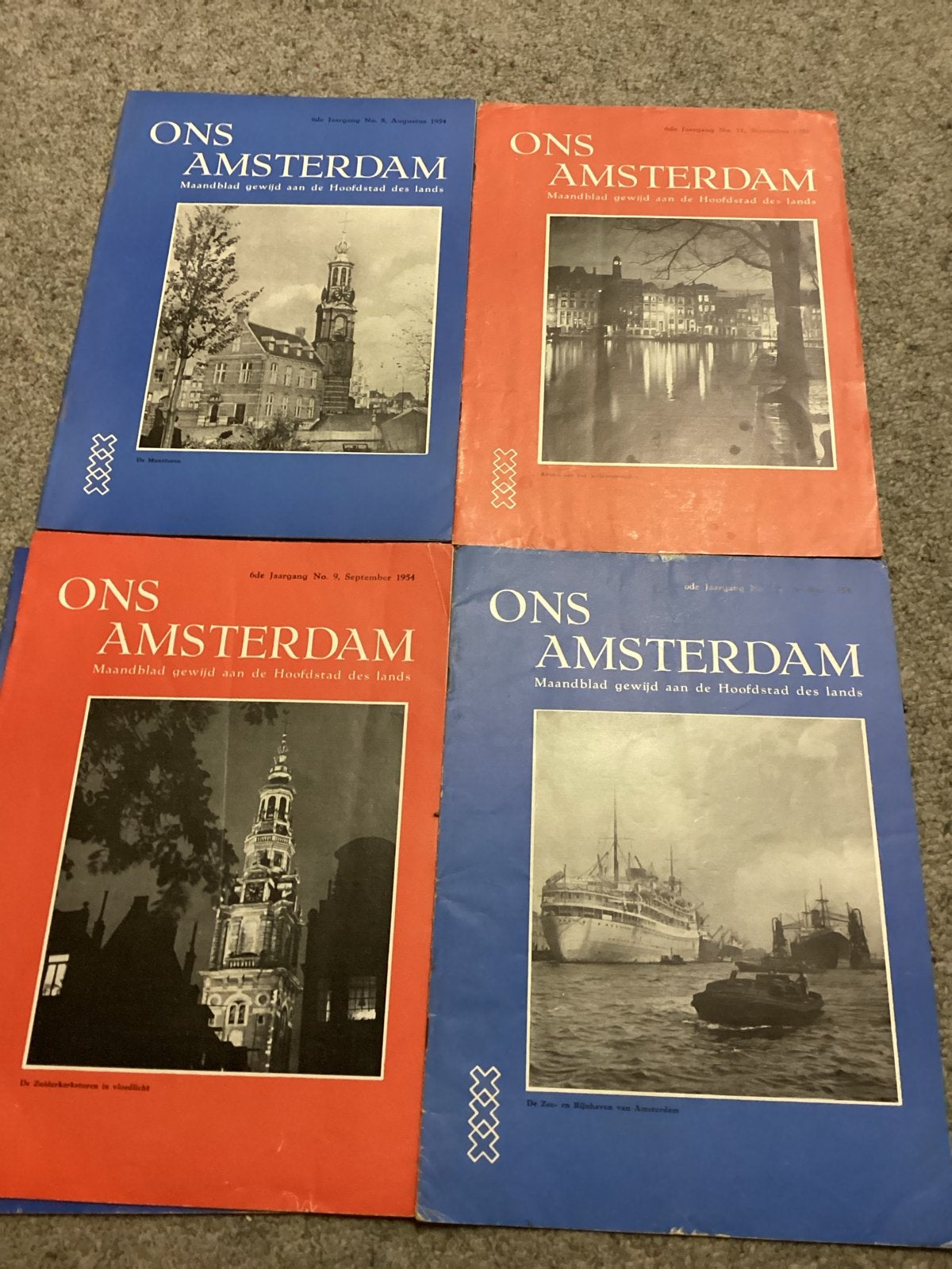 Ons Amsterdam - Complete jaargang 1954 (12 maandbladen), Ophalen of Verzenden, Gelezen