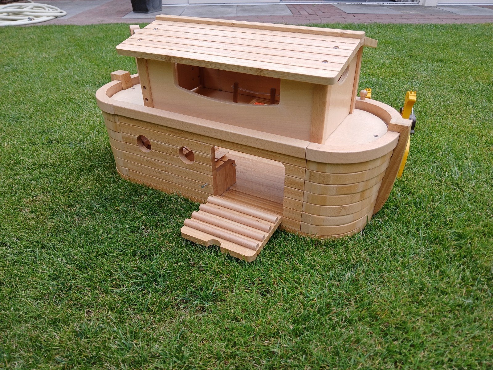 Houten schip: Ark van Noah van bambo inclusief dieren, Ophalen of Verzenden, Zo goed als nieuw