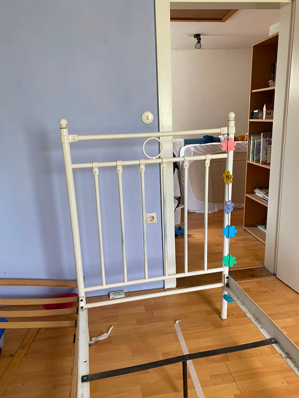 Wit metalen bedframe 1 persoons, Ophalen, Gebruikt, 90 cm, Eenpersoons