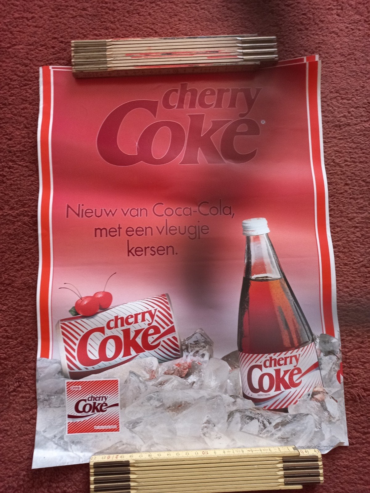 Vintage jaren 80 Coca-Cola Cherry Coke reclame poster, Verzamelen, Ophalen of Verzenden, Zo goed als nieuw