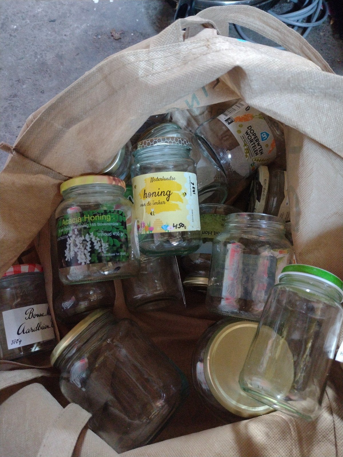 Diverse glazen potten en flessen, Gebruikt, Pot of Kruik, Ophalen of Verzenden, Glas