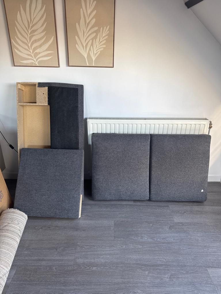 Nieuw zit- en rugleuning voor Jysk Velby slaapbank antraciet, Huis en Inrichting, Ophalen, Nieuw, Tweepersoons, Grijs