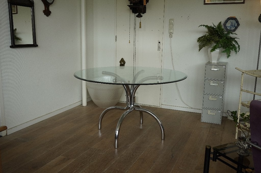 Italiaanse design eettafel Space Age, Huis en Inrichting, Tafels | Eettafels, Gebruikt, 100 tot 150 cm, Rond, Vier personen
