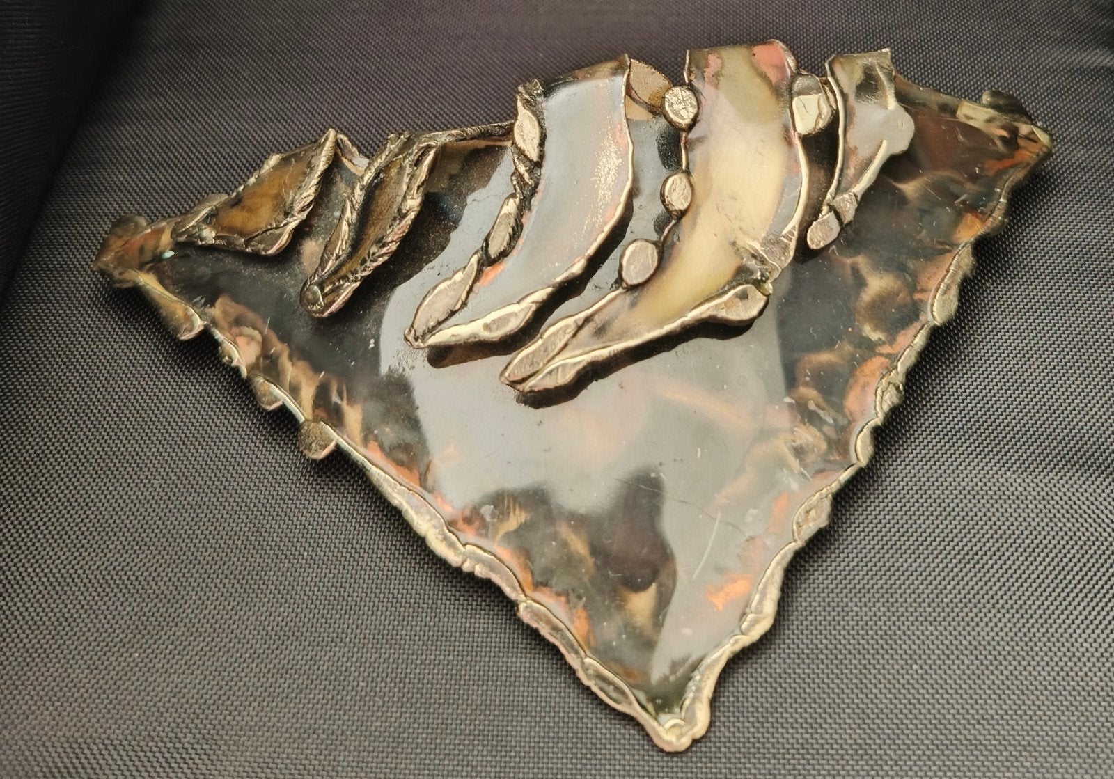 Vintage Haarspeld Zilver/brons/koper Metaal Abstract Design, Sieraden, Tassen en Uiterlijk, Verzenden, Zo goed als nieuw, Haarspeld