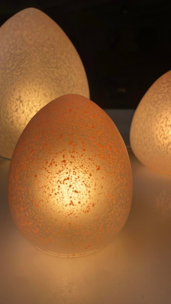 Set van 3 vintage WLP egg lampen jaren 70/80, Ophalen, Zo goed als nieuw, Glas, Minder dan 50 cm
